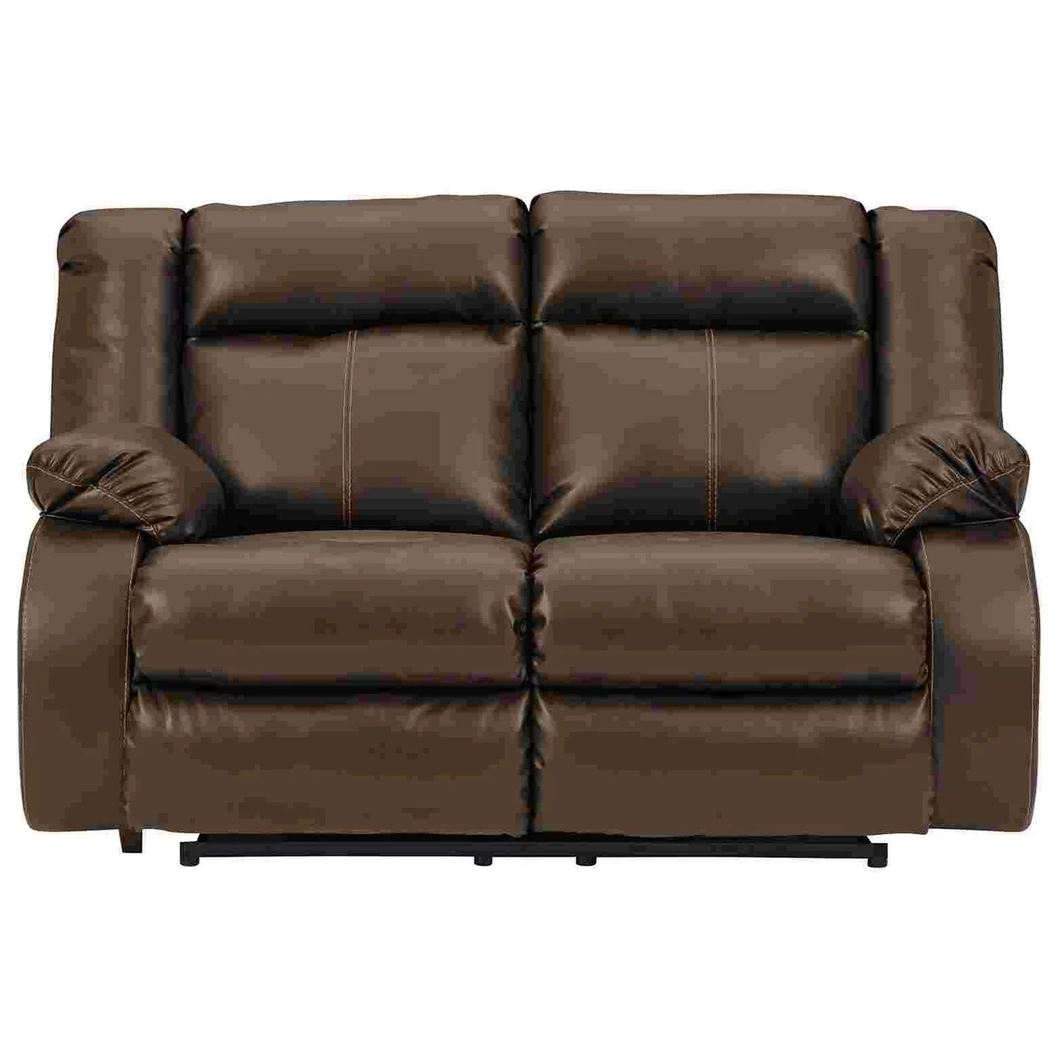 Benjara Power Recliner Loveseat with Faux Leather and Zero Draw USB Port, Brown