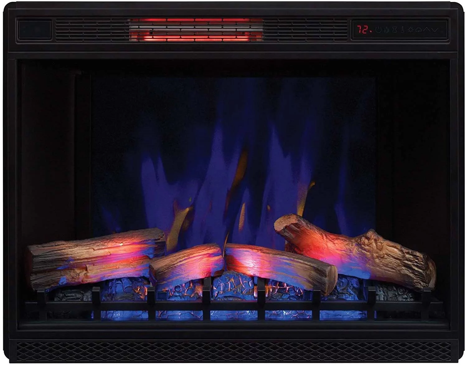 ClassicFlame 33" 3D Infrared Quartz Electric Fireplace Insert with Safer Plug and Safer Sensor, Black