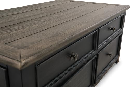 Signature Design by Ashley Bolanburg Farmhouse Lift Top Coffee Table with Drawers, Antique Cream & Brown