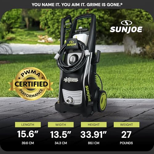 Sun Joe Electric Pressure Power Washer, 2030 PSI (PWMA Certified), 1.2 GPM, Dual Soap Tanks, (35-FT GFCI Water-Safe, Power Cord), SPX3000