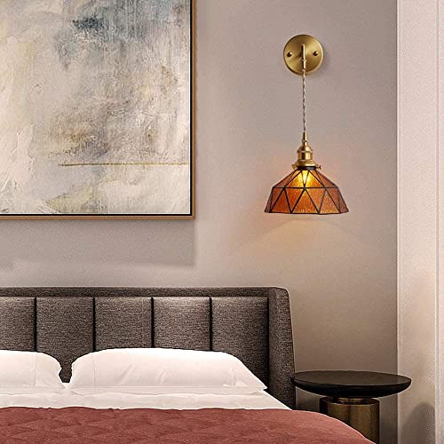 Tiffany Wall Sconces Battery Operated Set of 2,Indoor Wireless Wall Lights with Remote