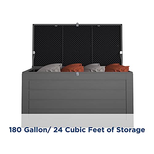 Cosco Outdoor Living 88180BGY1E Cosco Outdoor Patio Storage, Extra Large, 180 Gallons, Charcoal Deck Box, Black/Gray