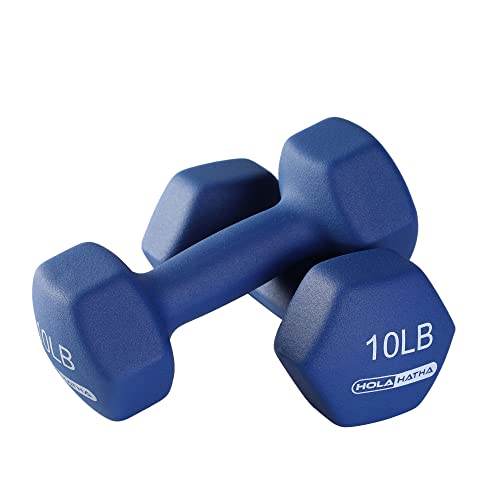 HolaHatha Neoprene Dumbbell Free Hand Weight Set with Rack, Ideal for Home Exercises to Gain Tone and Definition