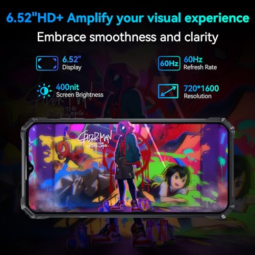 OUKITEL WP36 2024 Rugged Smartphone - 10600mAh Rugged Phone 128dB Loud Speaker, 16GB+128GB Dual Sim Phones 6.52" Big Screen, Android 13 Cell Phone
