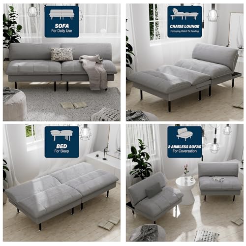 70" Futon Sofa Bed, 4 in 1 Multi-Function Couch Sleeper with Adjustable Backrest, Modern Convertible Futon, Recliner Small Loveseat for Living Room