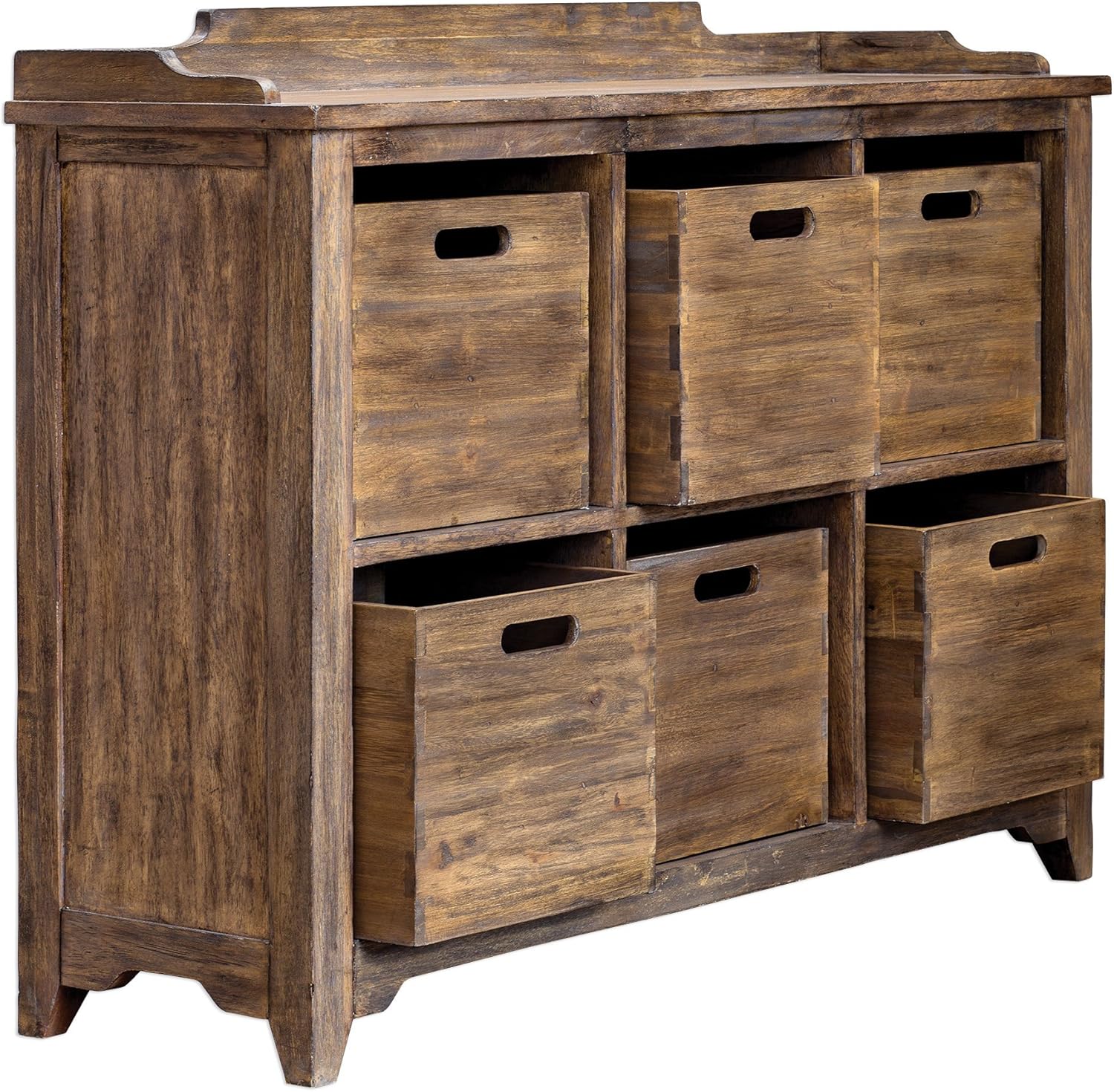 MY SWANKY HOME Rustic Vintage Antique Style Storage Bin Hobby Cabinet Cupboard Six Drawer Wood