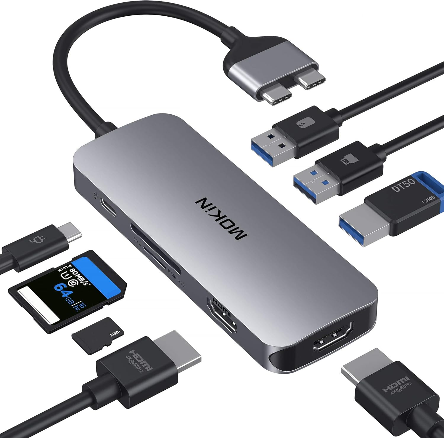 Docking Station for MacBook Pro Air, USB C Docking Station Dual Monitor,Dual HDMI Adapter Hub for Mac MacBook Pro with 2 HDMI(4K @60Hz), 3USB3.0