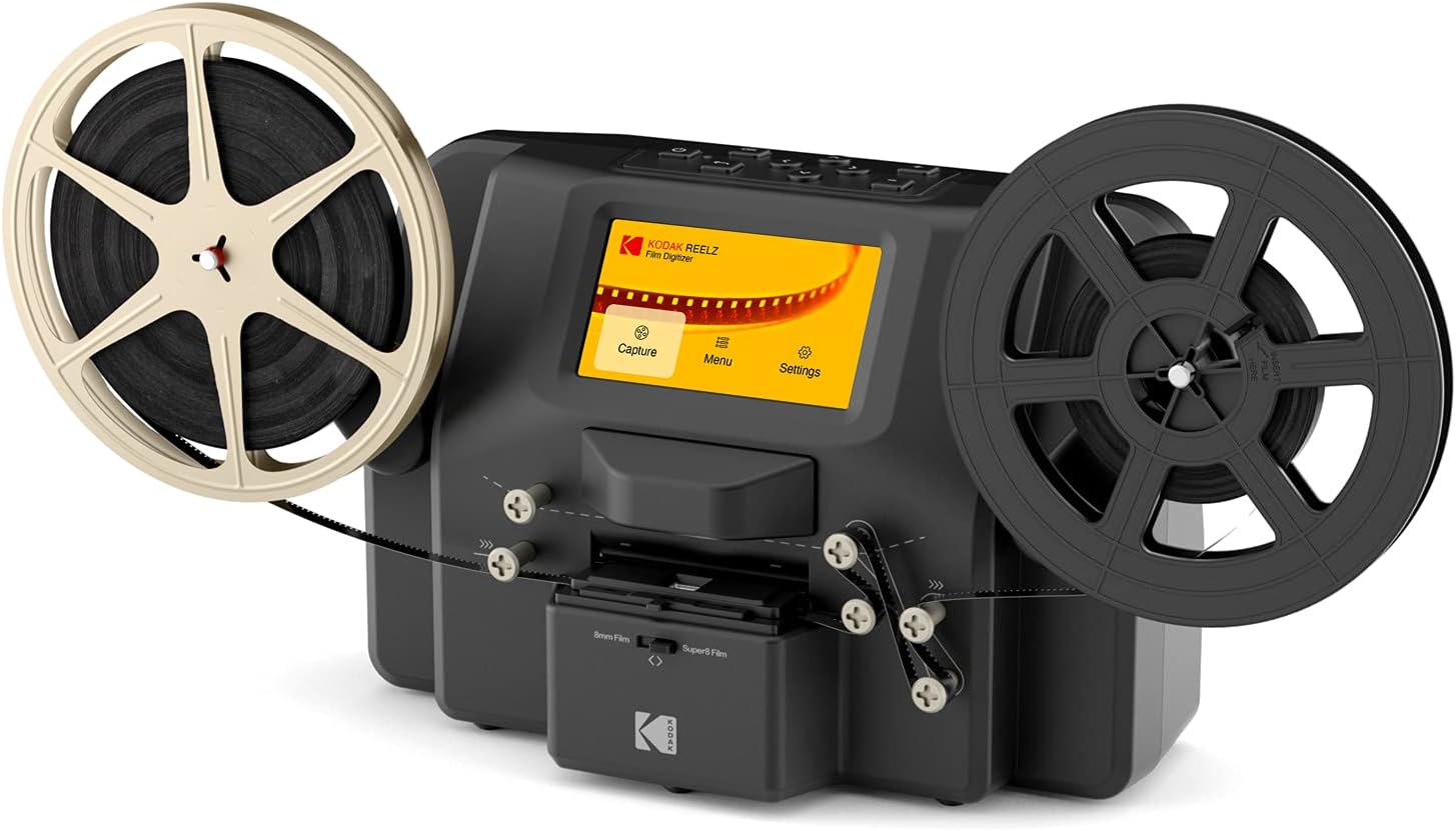 KODAK REELZ 8mm & Super 8 Films Digitizer Converter with Big 5&rdquo; Screen, Scanner Converts Film Frame by Frame to Digital MP4 Files for Viewing