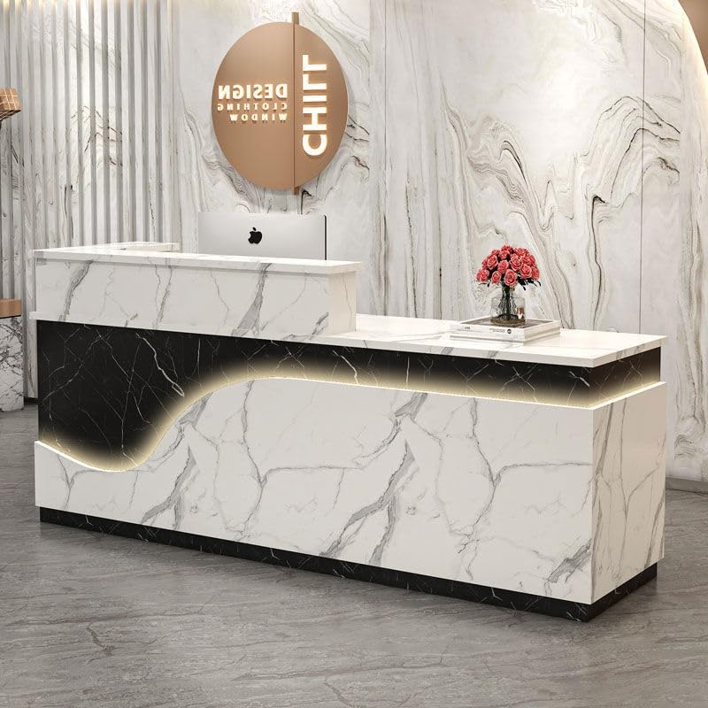 Front Desk - Simple and Modern Reception Counter with Stable Construction and Minimalist Design, Perfect for Use in Reception Areas and Front Desks(E