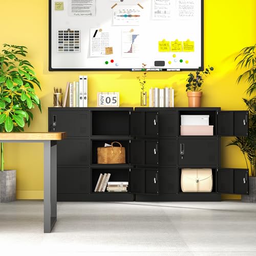 6 Doors Metal Lockers for Employees, Steel Storage Locker with Lock and Card Slot, Employee Lockers for Home, Office, School, Gym