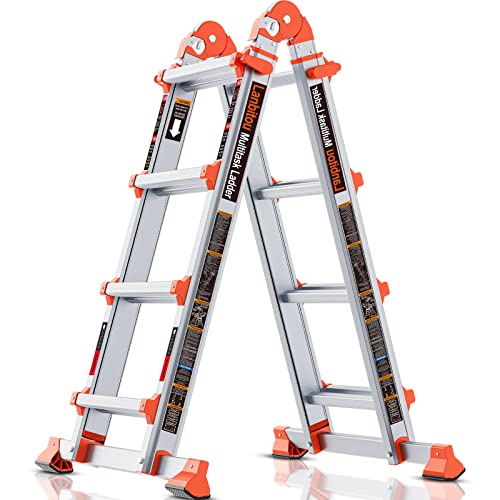Ladder, A Frame 5 Step Ladder Extension, 17 Ft Anti-Slip Multi Position Ladder, Storage Folding Ladder