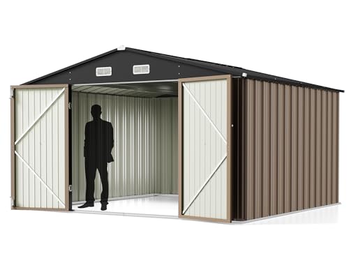 Greesum 5×3 FT Outdoor Storage Shed, Metal Storaged Sheds Without Floor, Tool Sheds with Lockable Doors and Sloping Roof for Garden, Patio, Backyard