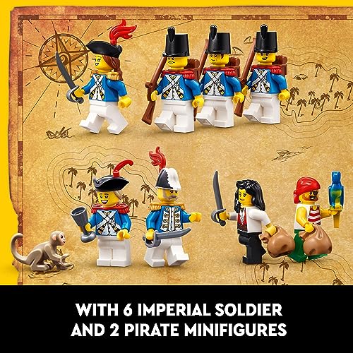 LEGO Icons Eldorado Fortress Building Kit, Pirate Gift, Includes Pirate Ship and 8 Minifigures