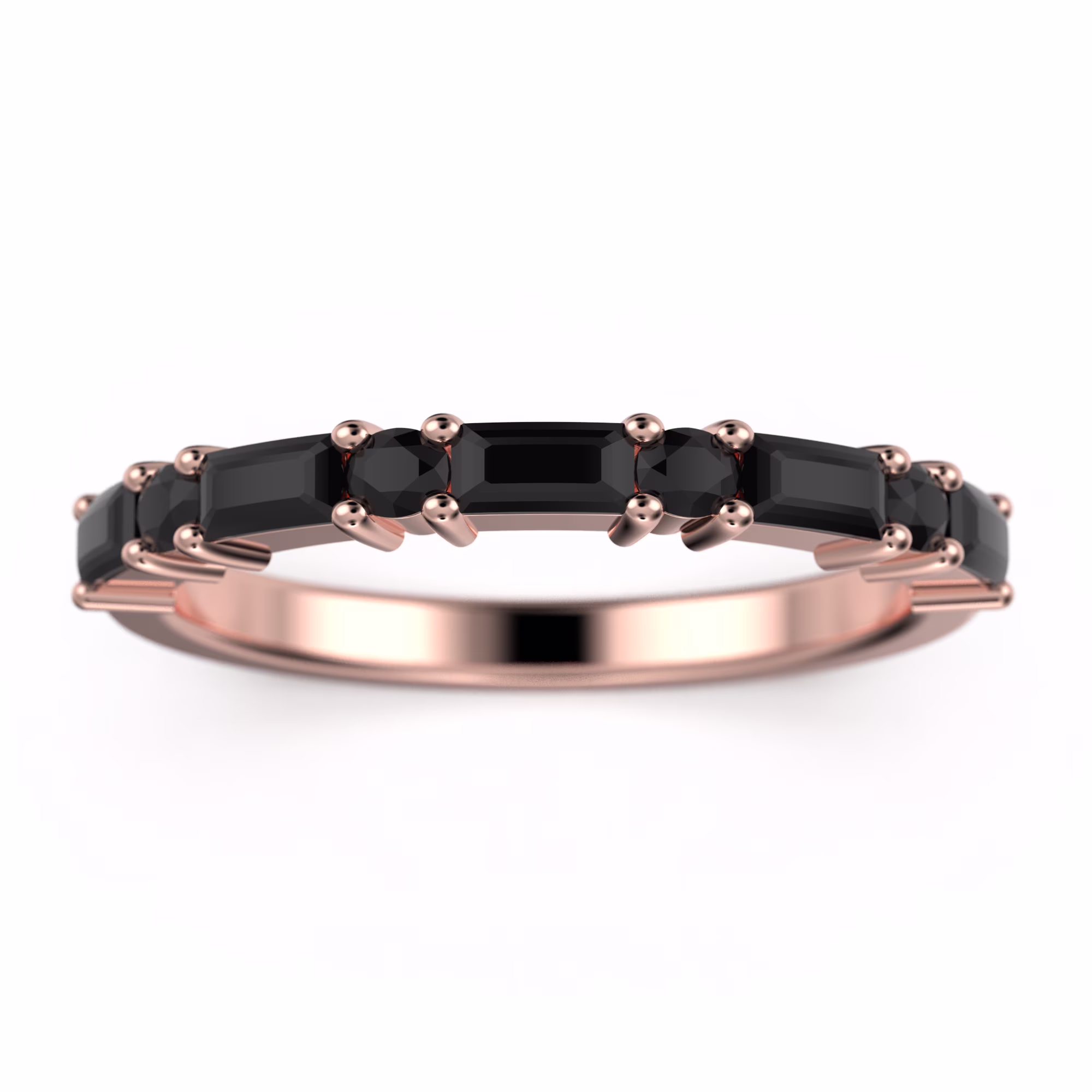 Radhe Black Diamond Moissanite Band 10K Rose Gold