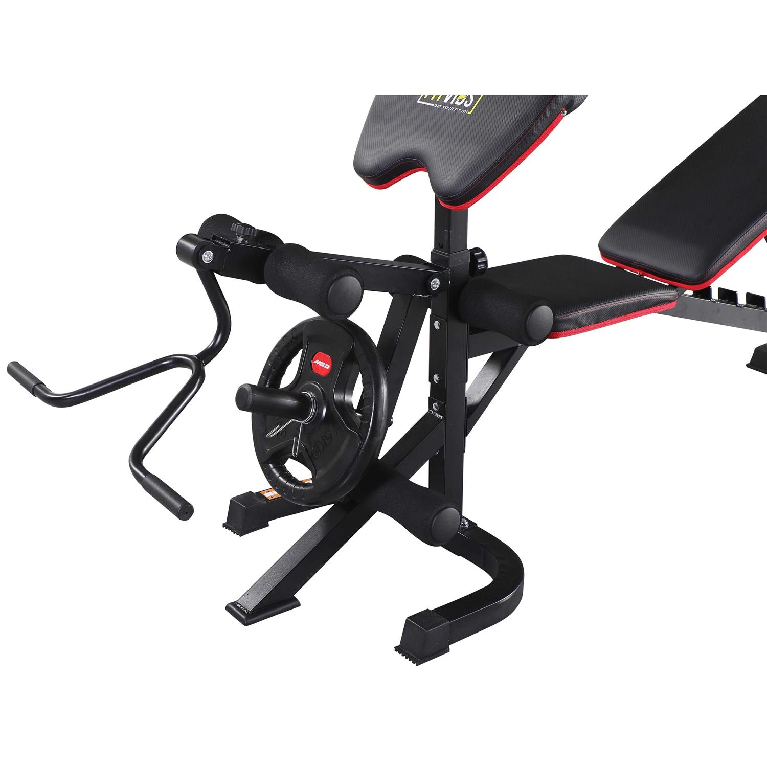 Fitvids LX600 Adjustable Olympic Workout Bench with Squat Rack, Leg Extension, Preacher Curl, and Weight Storage - Sports Supplies Online Store