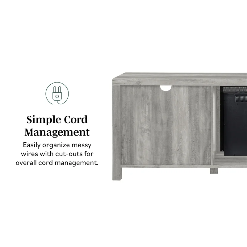 Abilene 70" Rustic Farmhouse Fireplace TV Stand in Stone Gray