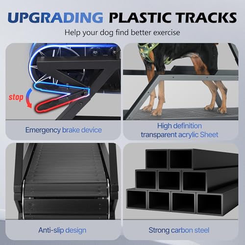 Dog Treadmill for Large & Medium Dogs - Slatmill for Dogs with Adjustable Resistance, Disc Brake & Pedometer, 300 lbs Heavy Duty