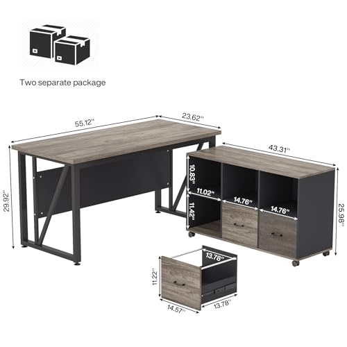 Tribesigns 63 inches Executive Desk and 47" lateral File Cabinet