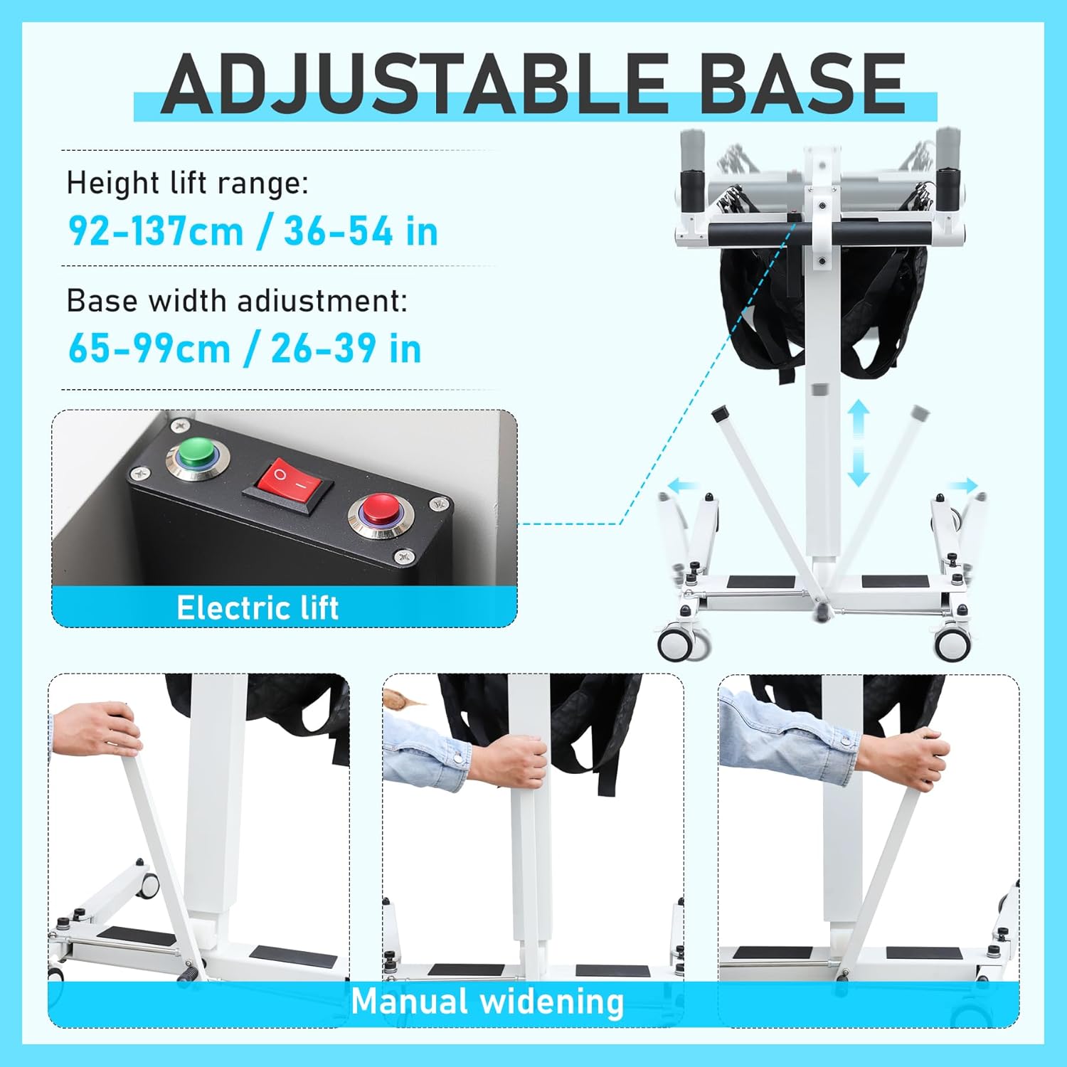 Manual Plus Electric Patient Lift Transfer Chair，Wheelchair to Car Transfer Devices,Electric Patient Transfer Lift Chair Transfer Chairs for Seniors