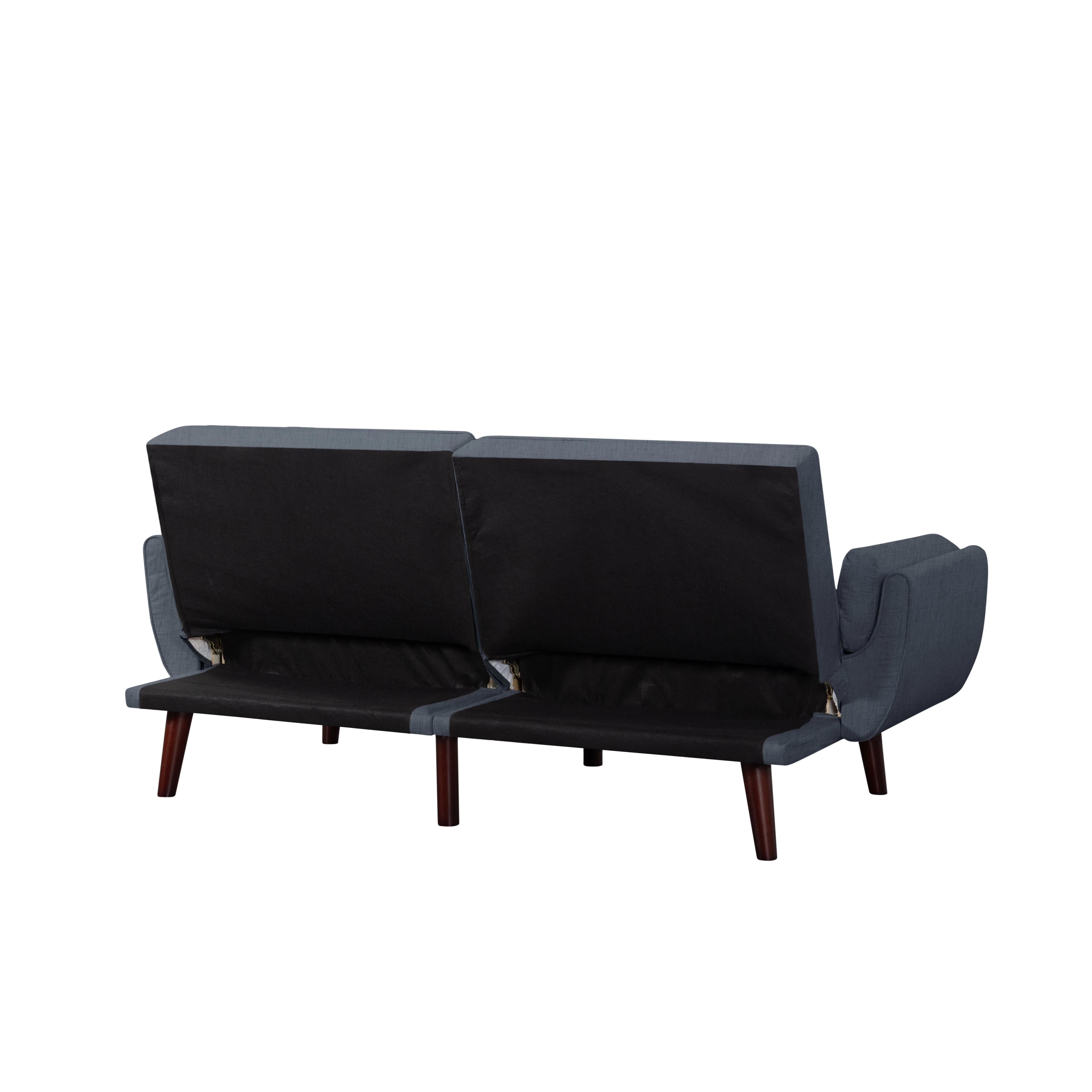 BSHTI 76” Futon Sofa Bed,Upholstered with Polyester,Wood Frame,2 Arm Pillows Included,3 Adjustable Positions ,5 Colors for Choosing