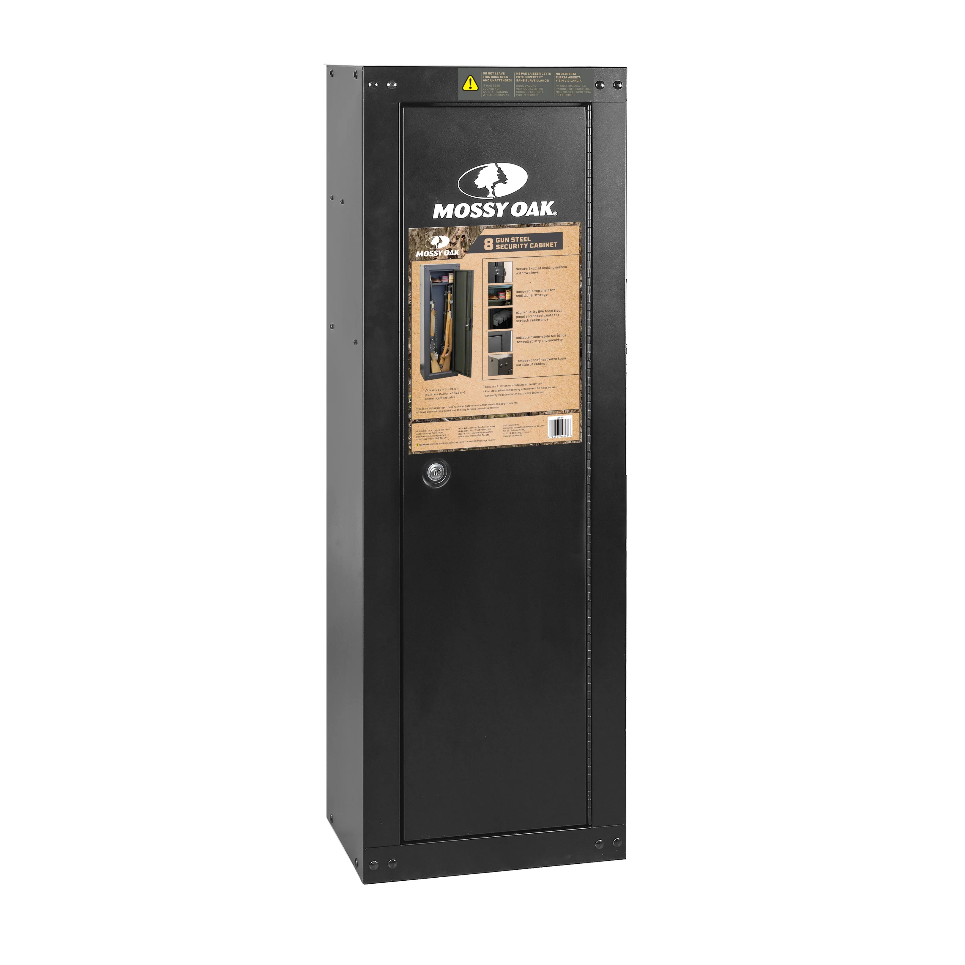 Mossy Oak 8-Gun Ready to Assemble Steel Gun Cabinet, 17 in x 11 in, Black