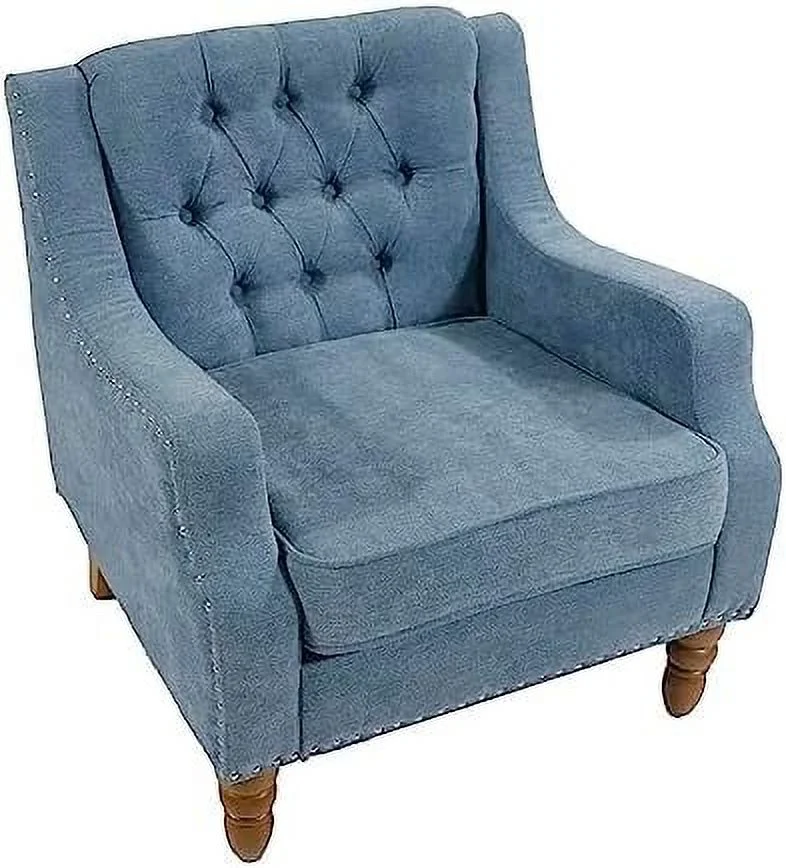 RUNFAYBIU Linen Accent Chair  Upholstered Living Room Chair  Comfy Button Tufted Arm Chair  Comfortable Sofa Chair  Mid Century Accent Chairs for