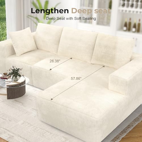 108" Modular Sectional Sofa with L-Shape Chaise, Upholstered Couches for Living Room with Deep Seat, No Assembly Required