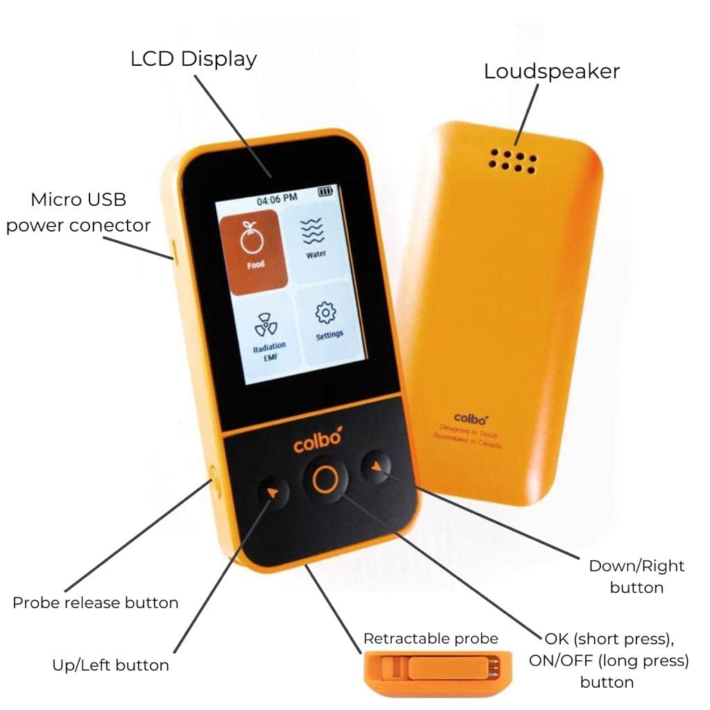 Colbo SafeCheck: 4-in-1 Digital EMF Meter, Radiation Detector, TDS Water Tester, and Nitrate Tester. Food and Water Quality Measuring