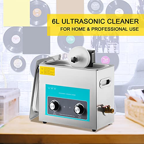 VEVOR Ultrasonic Vinyl Record Cleaner 6L 40kHz Vinyl Ultrasonic Cleaning Machine Knob Control Record Ultrasonic Cleaner 4 Records Vinyl Sonic Cleaner
