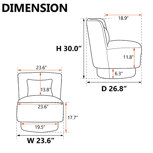 Swivel Barrel Chair, Comfy Round Accent Sofa Chair for Living Room, 360 Degree Swivel Barrel Club Chair with a Pillow, Leisure Arm Chair for Nursery