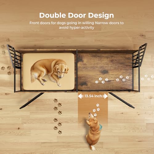 78 Inch Dog Crate Furniture for 2 Dogs,Extra Large Double Dog Kennel Furniture with Removable Divider, XXL Thick Wooden Dog Cage TV Stand