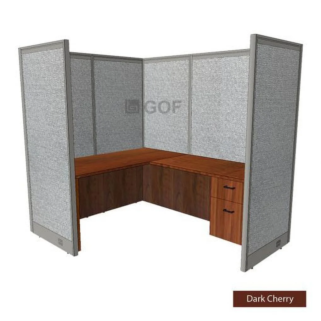 GOF 1 Person Workstation Cubicle(5'D x 6.5'W x 6'H) / Office Partition, Room Divider (72" H Cubicle with Desk, Espresso)