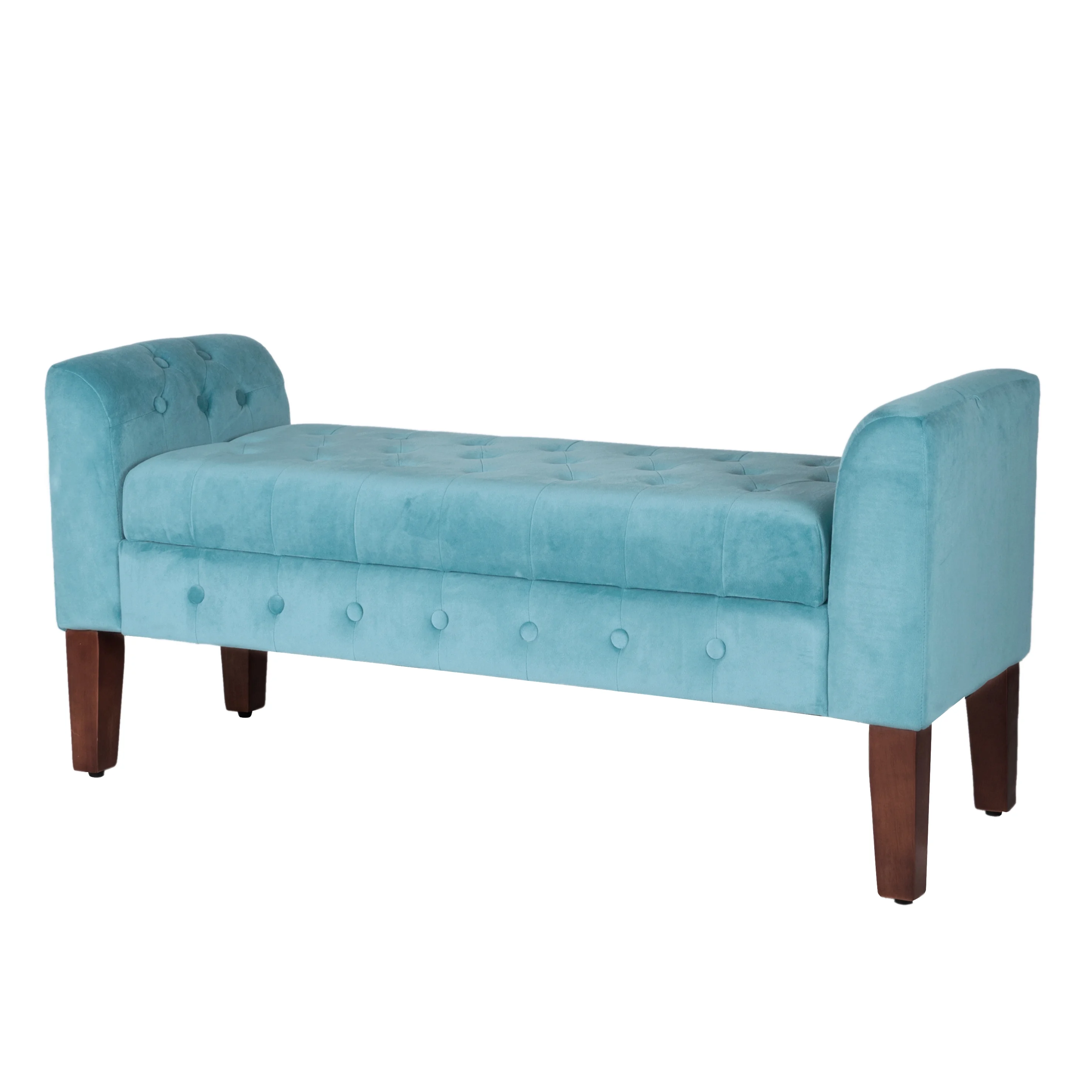 HomePop Velvet Tufted Storage Bench and Settee, 50"W x 18"D x 23"H, Teal