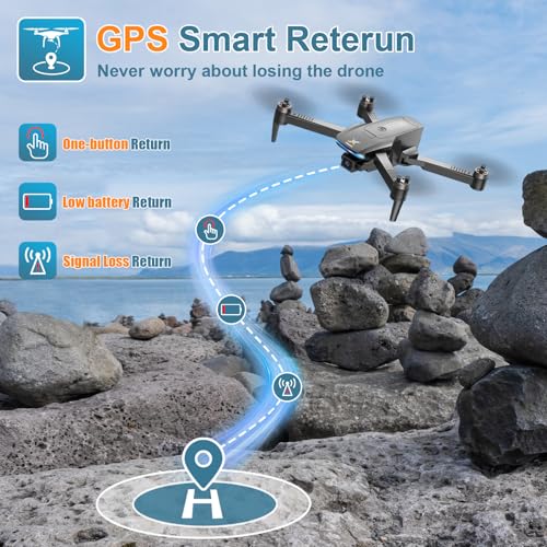 GPS Drones with Camera for Adults 4K, Brushless Motor FPV RC Quadcopter with Auto Return, Follow Me, Headless Mode, 50 Mins Long Flight