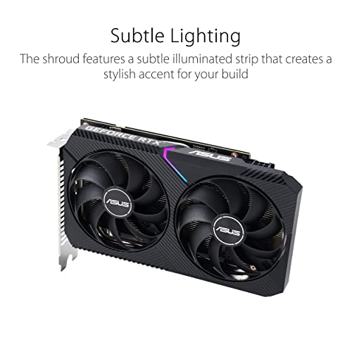 ASUS Dual NVIDIA GeForce RTX 3050 6GB OC Edition Gaming Graphics Card - PCIe 4.0, 6GB GDDR6 Memory, HDMI 2.1, DisplayPort 1.4a, 2-Slot Design
