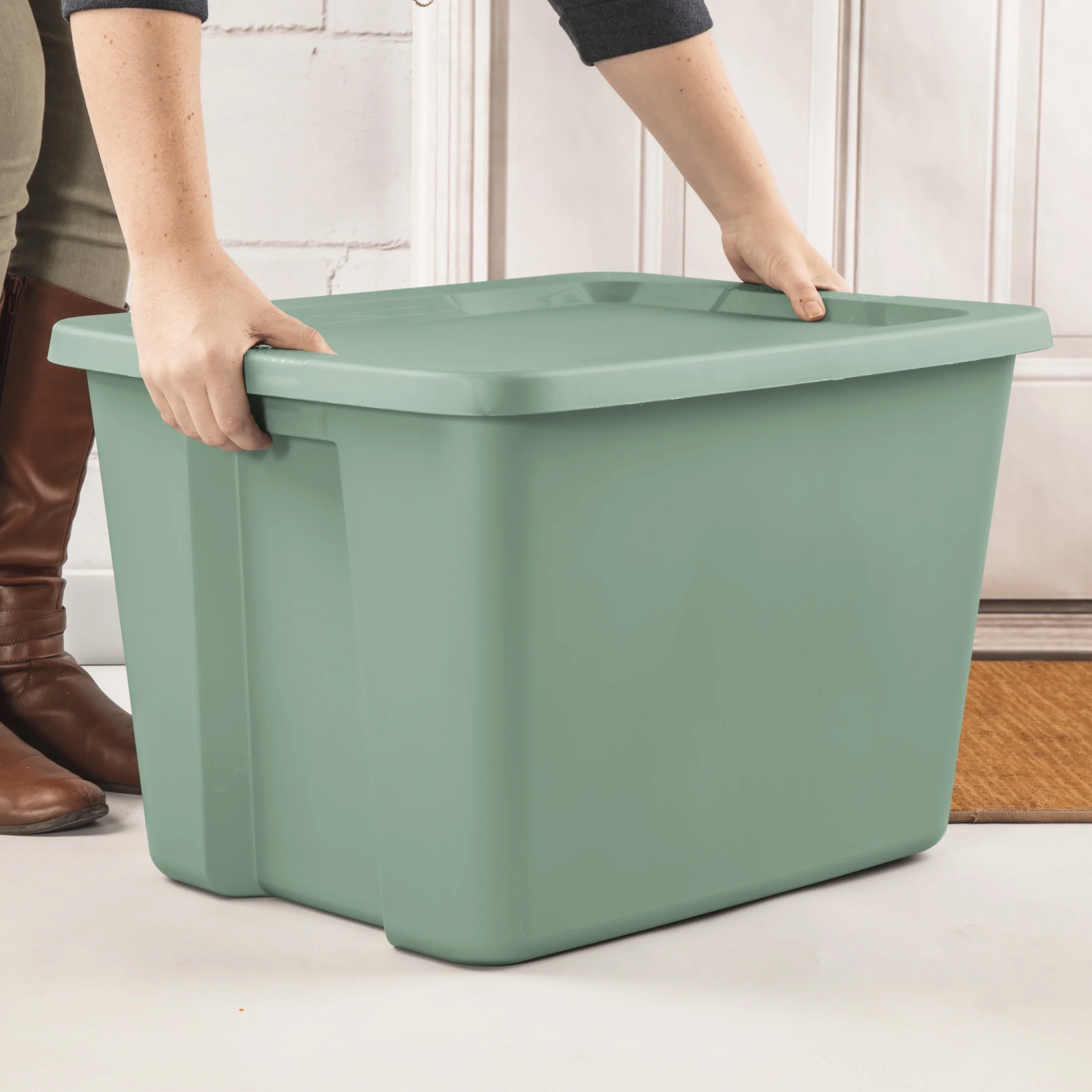Sterilite 18 Gallon Tote Box Plastic, Gray, Set of 8