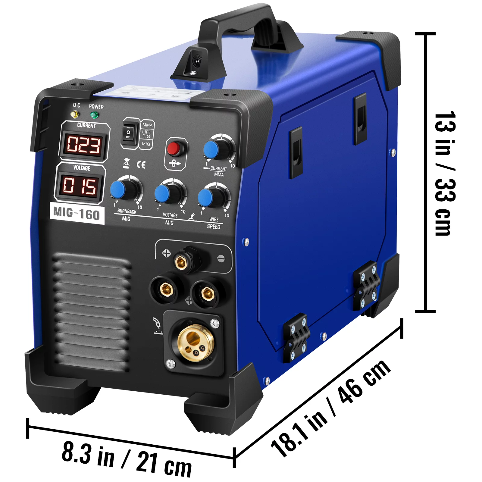 VEVORbrand 160 Amp MIG Welder 3 in 1 Welder MIG TIG Arc Welder 110V/220V DC Welding Machine, Combo Welding Machine Inverter Welder Digital Display