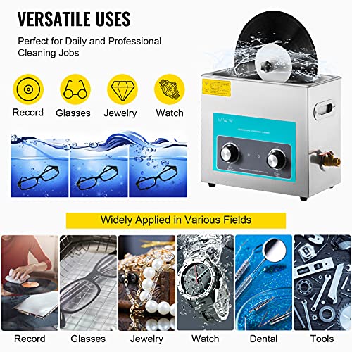 VEVOR Ultrasonic Vinyl Record Cleaner 6L 40kHz Vinyl Ultrasonic Cleaning Machine Knob Control Record Ultrasonic Cleaner 4 Records Vinyl Sonic Cleaner