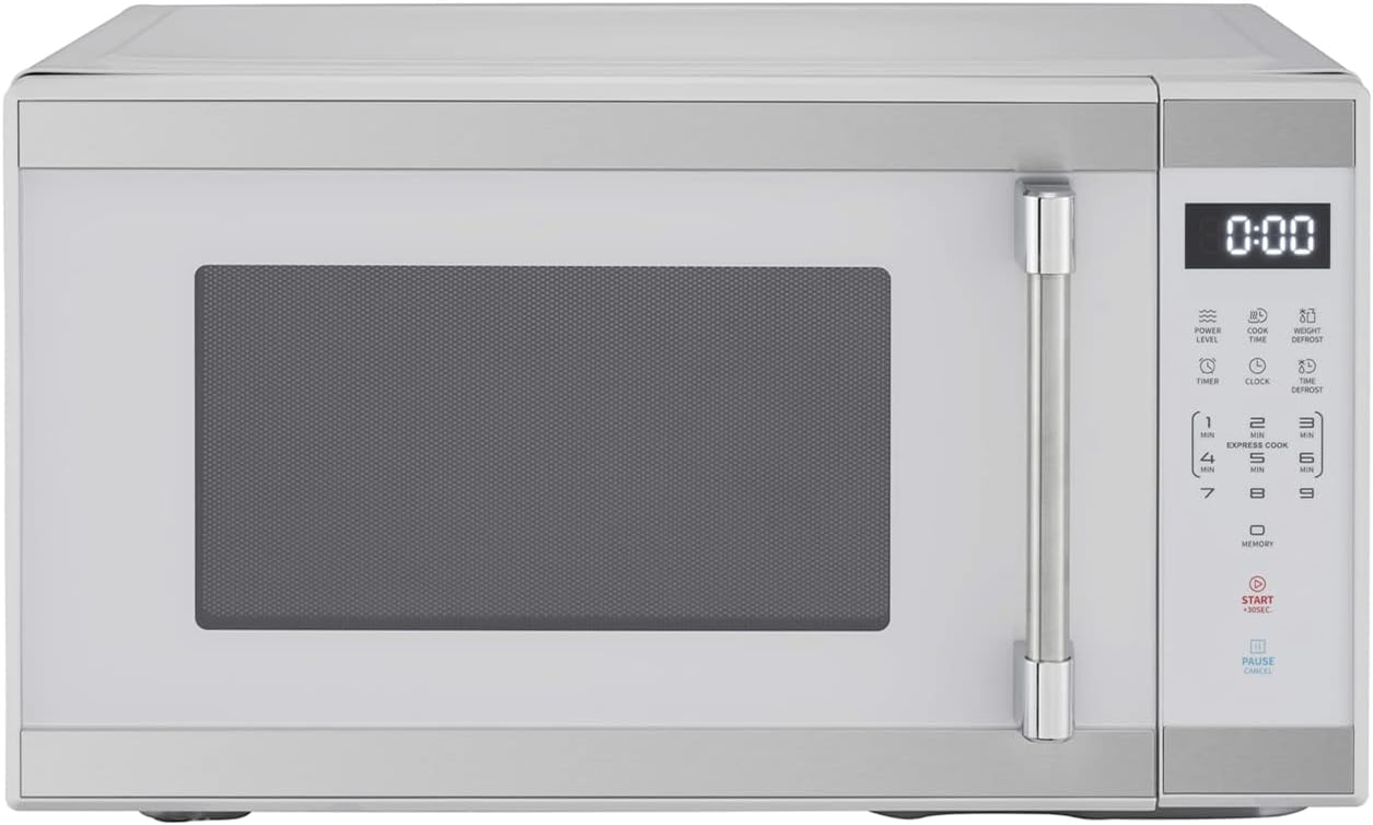 1.1 Cu. ft. 1000 W Mid Size Microwave Oven, 1000W, White Stainless Steel