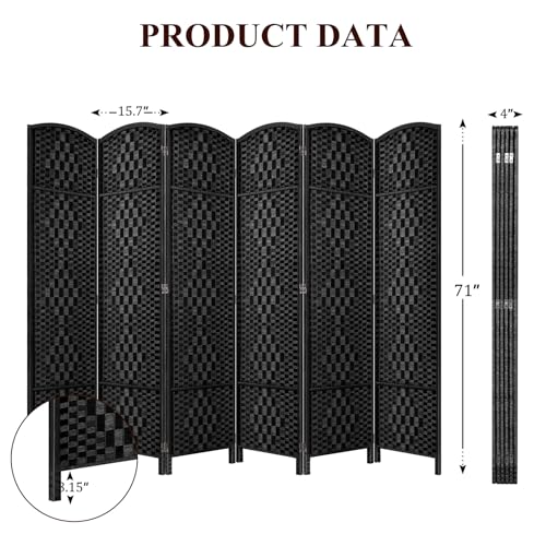 Room Divider, Room Dividers and Folding Privacy Screens, 16in Privacy Screen, 6 Panel Temporary Wall Partitions, 6ft Space Separation Panel Screen