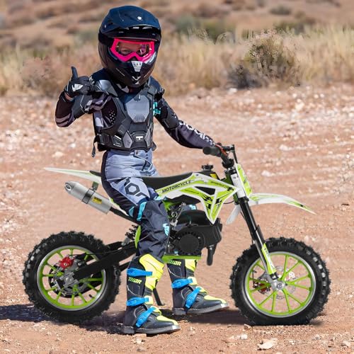 Mini Dirt Bike, 50 CC Gas Powered Mini Bike 2 Stroke, Off Road Motorcycle for Kids and Adult, Kids Dirt Bike with Front & Rear Disc Brakes