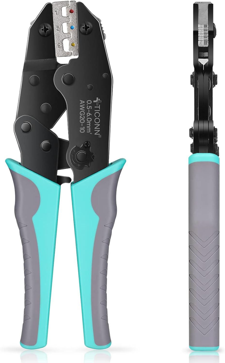 TICONN Crimping Tool for Heat Shrink Connectors - Ratcheting Wire Crimper - Crimping Pliers - Ratchet Terminal Crimper