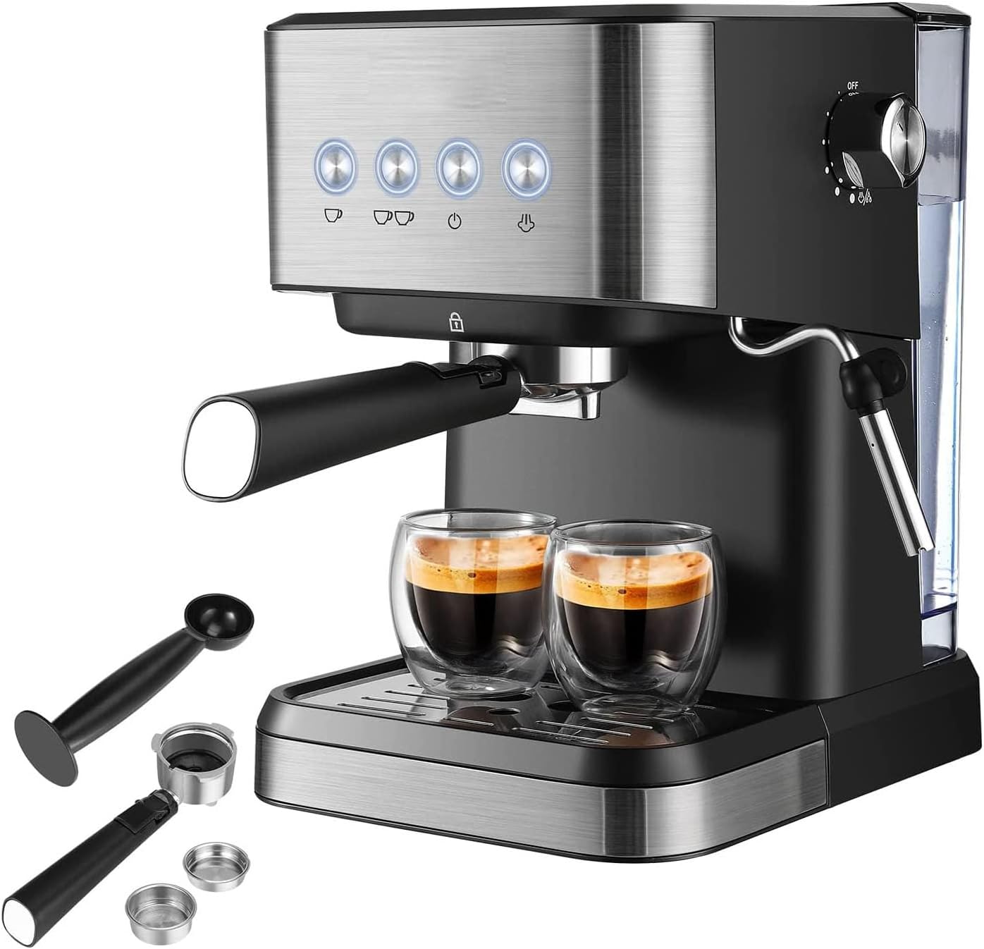 Coffee Espresso Machine, 20 Bar Semi-Automatic Espresso Machine with Milk Frother Steam Wand, Coffee Maker for Cappuccino, Latte