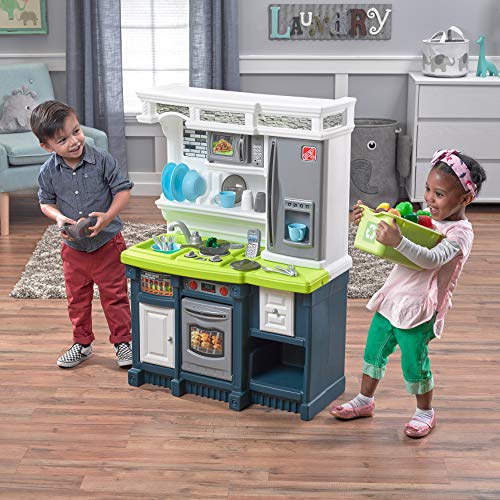 Step2 LifeStyle Custom Kitchen Set for Kids, Indoor/Outdoor Play Kitchen Set, Toddlers 2+ Years Old, 20 Piece Kitchen Toy Set, Easy to Assemble, Blue