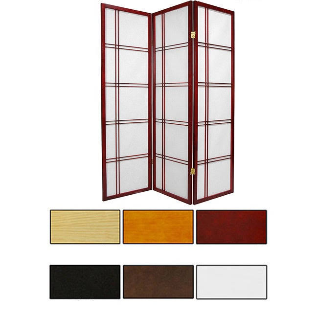Oriental Furniture 5 ft. Tall Double Cross Shoji Screen - 5 Panel - White