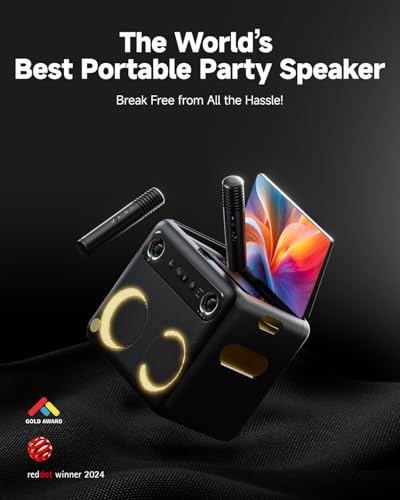 Ikarao Smart Karaoke Machine for Adults - with Lyrics Display, 32GB Karaoke Tablet, 2 Wireless Mics, Professional Karaoke System, 300W Peak Power