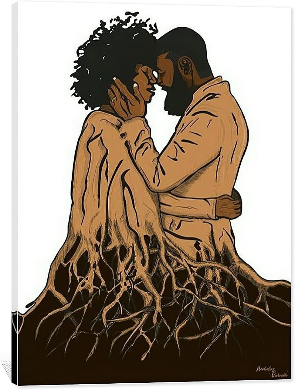 African American Wall Art, Black King and Queen Wall Art, Black Art Wall Art Decor, Black Couple Picture for Living Room Decor