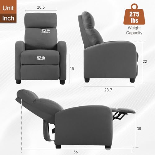 BestMassage | Recliner Chair | with 2 Point Massage Function | Black | with Lumbar Support, Adjustable Push Back, Wide Armrests