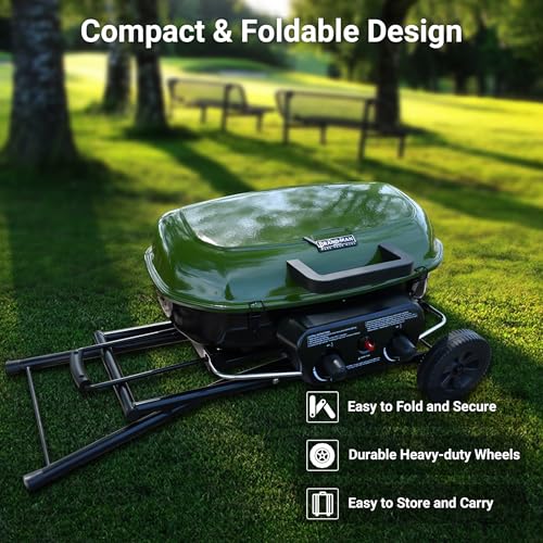 Brand-Man Griddle Grill Combo 6-Burner, 2 in 1 Versatile Propane Gas Grill and Griddle with Double Stainless Steel Lids