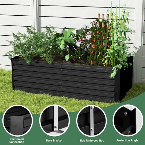 FOOWIN 2pcs 8x4x2ft Galvanized Raised Garden Bed, Planter Raised Garden Boxes Outdoor, Large Metal Raised Beds for Gardening